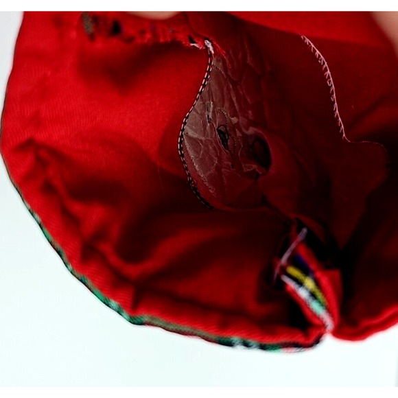 Vintage Christmas Stocking Teddy Bear Red Plaid Cotton Suede Music Pocket 13 in - Picture 8 of 8